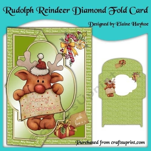 Rudolph Reindeer Diamond Fold Card