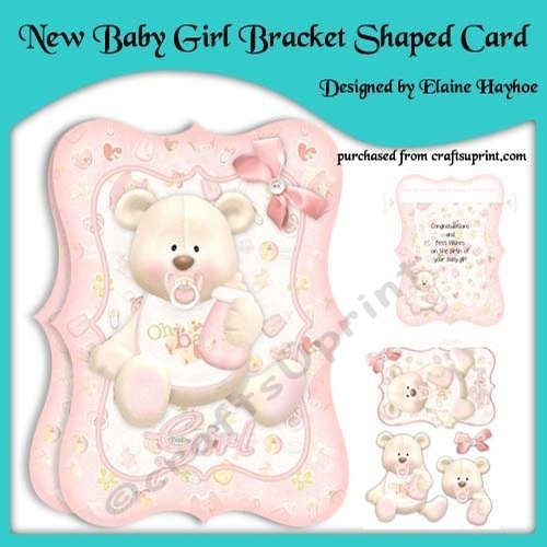 New Baby Girl Bracket Shaped Card