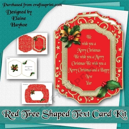 Red Tree Text Christmas Card Kit