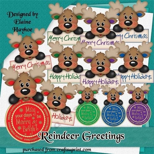 Reindeer Greetings Topper/Sentiment Clipart