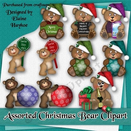 Assorted Christmas Bears Clipart