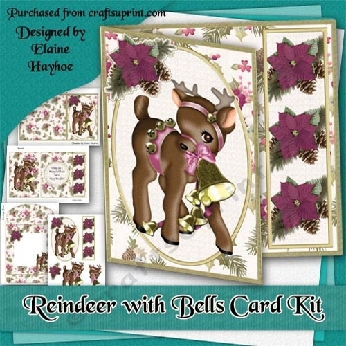 Reindeer With Bells Christmas Card Kit