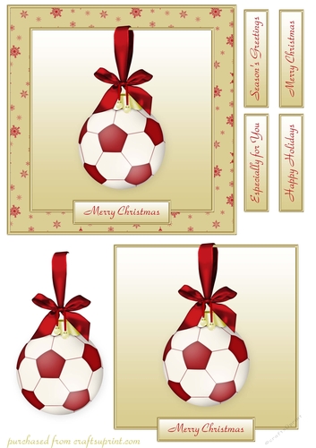 Red Football Bauble Cardfront/Topper