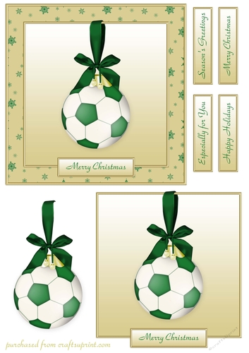 Green Football Bauble Cardfront/Topper