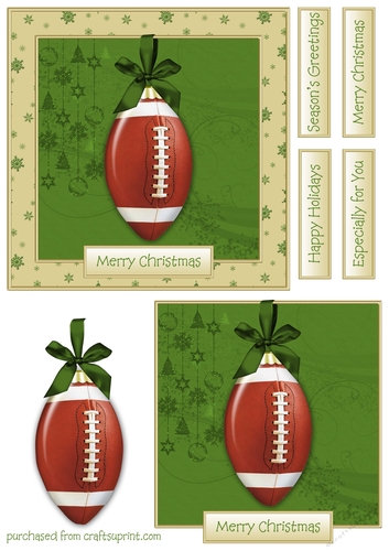 Rugby Ball Bauble Cardfront/Topper