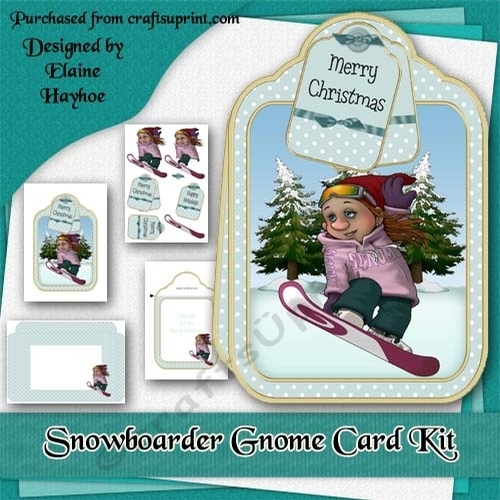 Snowboarder Gnome Large Tag Shaped Card Kit