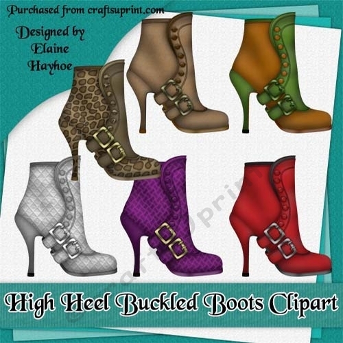 High Heeled Buckled Boots