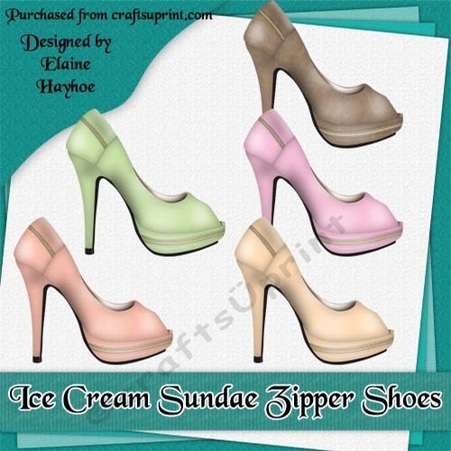 Ice Cream Sundae Zipper Shoes Clipart