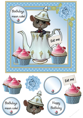 Birthdays mean cake 7x7 card front/topper