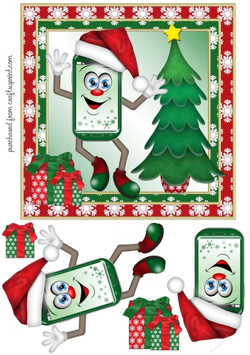 Christmas Phone 7x7 card front/topper