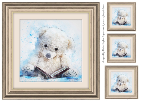 Teddy with Book  8x8 Card Front / Topper