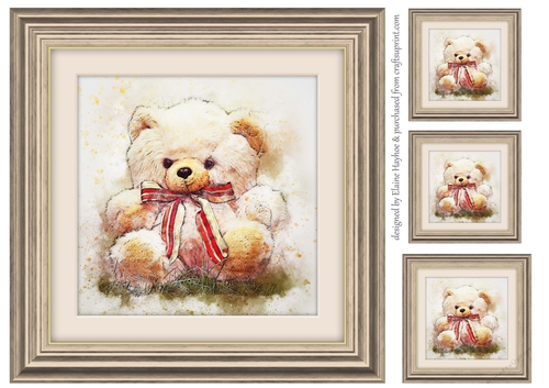 Teddy with Bow  8x8 Card Front / Topper