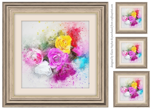 Floral Roses 8x8 Card Front / Topper