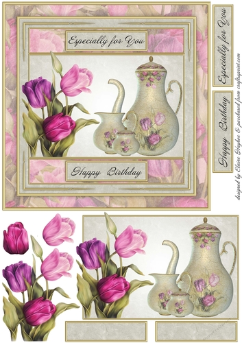 Tulip Coffee Set 7x7 Card Front Topper