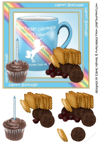 Birthday Calories Dont Count 7x7 Card Front Topper