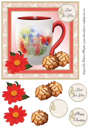 Wildflowers Birthday Mug 7x7 Card Front Topper