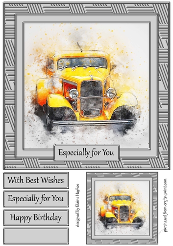 Car 3 8x8 Card Front Topper 