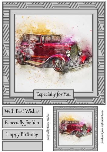Car 4 8x8 Card Front Topper 