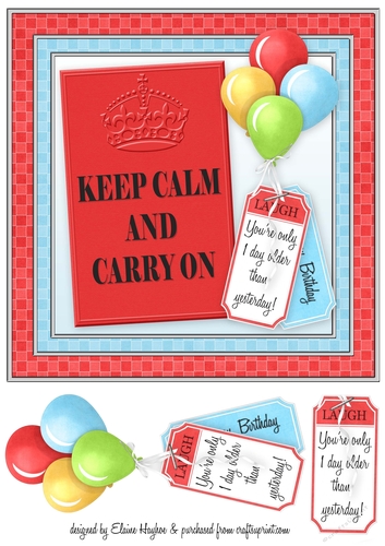 Keep Calm 8x8 Birthday Card Front Topper