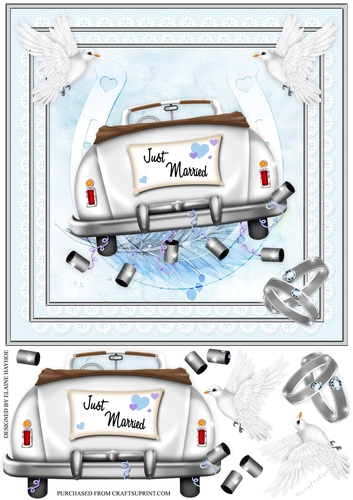Just Married 8x8 Card Front Topper