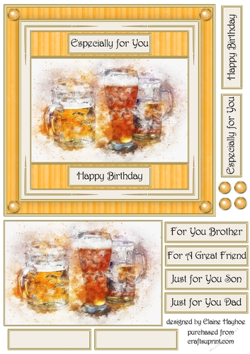 Birthday 7x7 Beer Card Front Topper