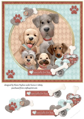 Waggy Tails 8x8 Card Front Topper