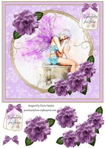 Pensive Fairy 8x8 Card Front Topper