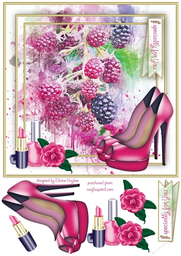 Berry Splash Shoes 8x8 Card Front Topper