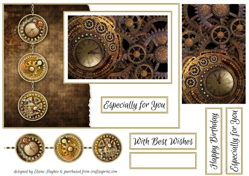 A5 Cogs and Clocks Card Front Topper
