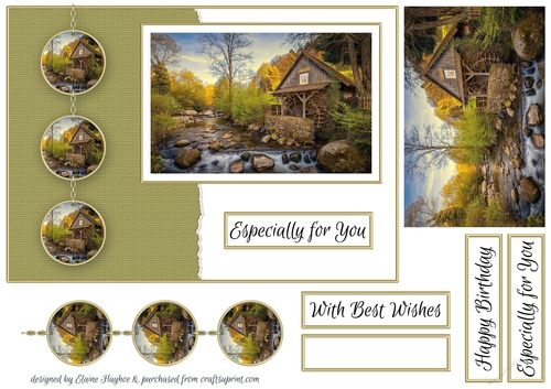 A5 Water Mill Card Front Topper