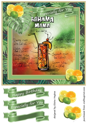 Bahama Mama 8x8 Card Front Topper