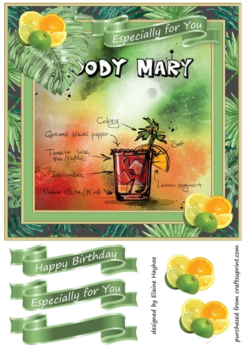 Bloody Mary 8x8 Card Front Topper