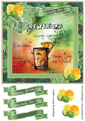 Screwdriver 8x8 Card Front Topper