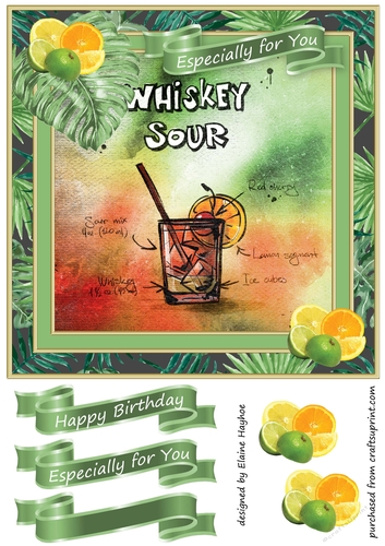 Whiskey Sour 8x8 Card Front Topper
