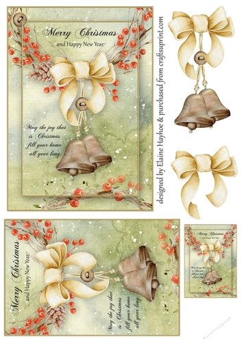 Berries and Bells 5x7 Christmas Card Front