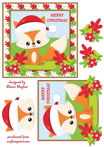 Wobblehead Christmas Fox Card Front