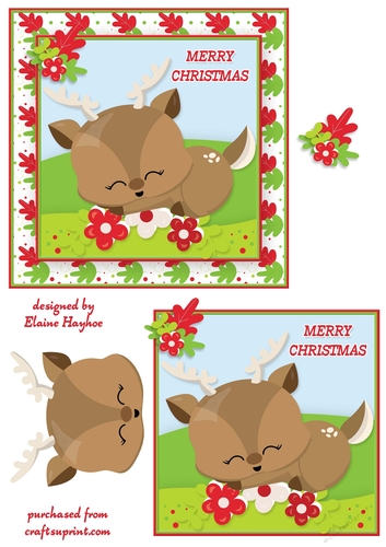 Wobblehead Sleeping Reindeer Card Front