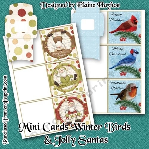 Mini Cards Kit Winter Birds & Jolly Santas