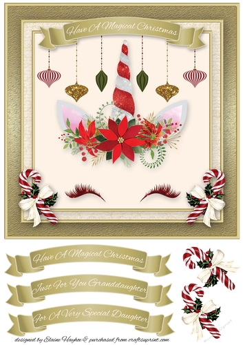 Magical Unicorn Christmas Card Front
