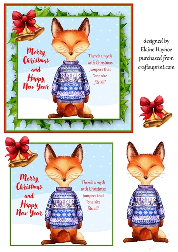 Christmas Jumper Fox Card Front
