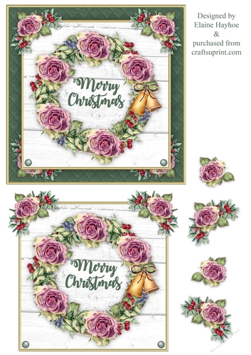 Christmas Rose Wreath Card Front