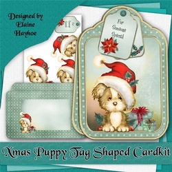 Xmas Puppy Tag Shaped Card Kit