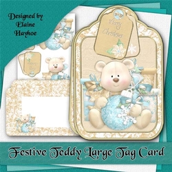 Festive Teddy Tag Shaped Card Kit