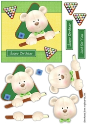 Pool Cue Bear Topper/Card Front