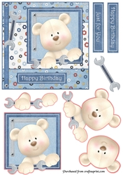 Spanner Fix-it Bear Topper/Card Front