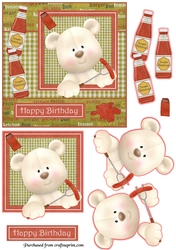 Hot Dog Barbecue Bear Topper/Card Front