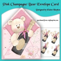 Pink Champagne Bear Envelope Card