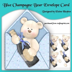 Blue Champagne Bear Envelope Card