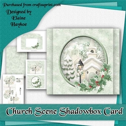 Christmas Church Scene Shadowbox Card Kit