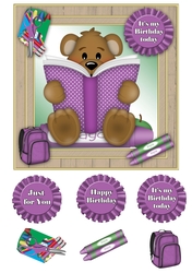 Schoolbook Bear Card Front/Topper